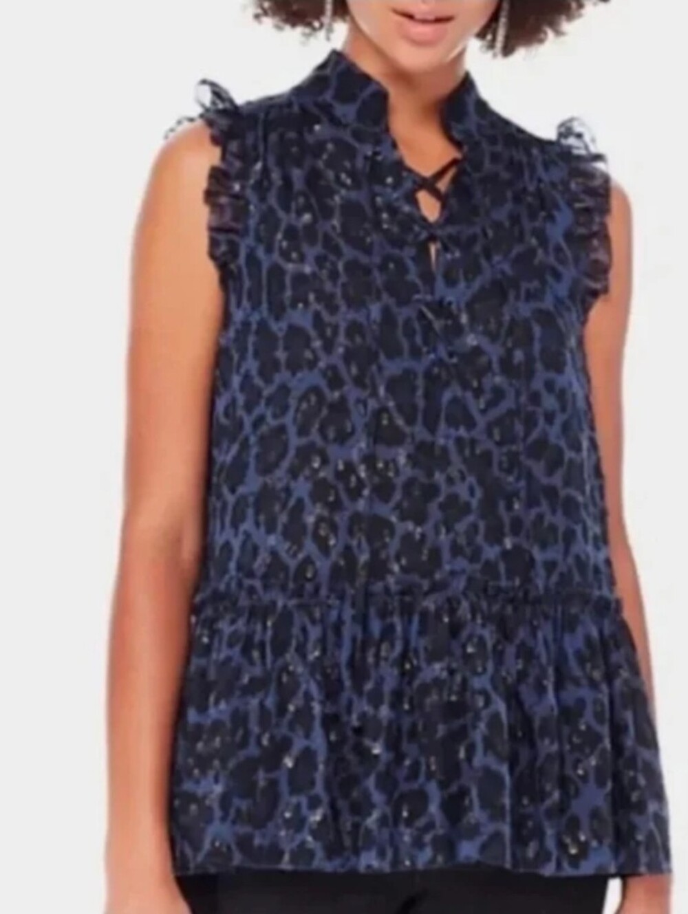 Kate Spade Blue Leopard Blouse XS